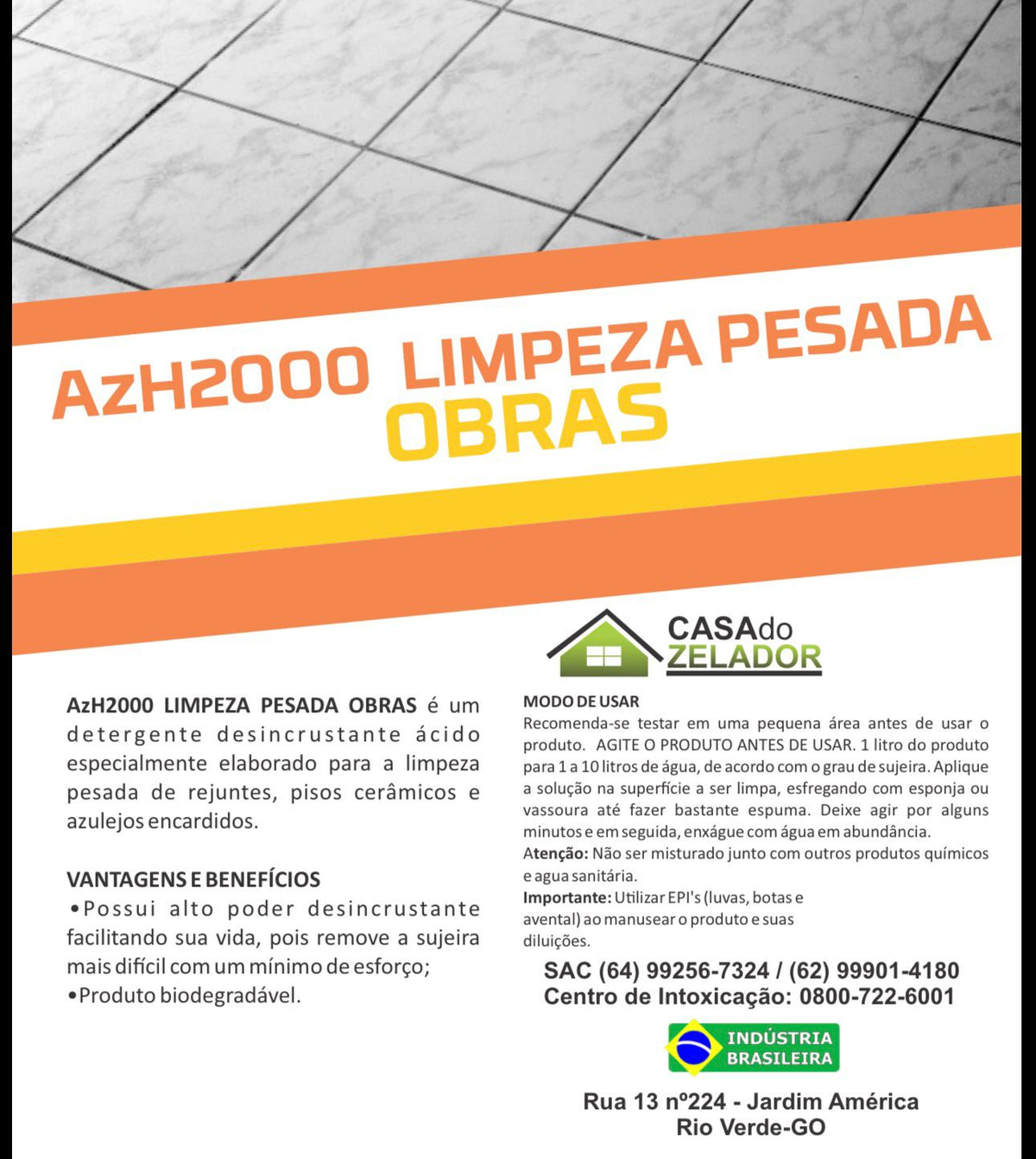 KIT 2 LIMPA PISOS 5L AzH2000 - LIMPEZA PESADA OBRAS