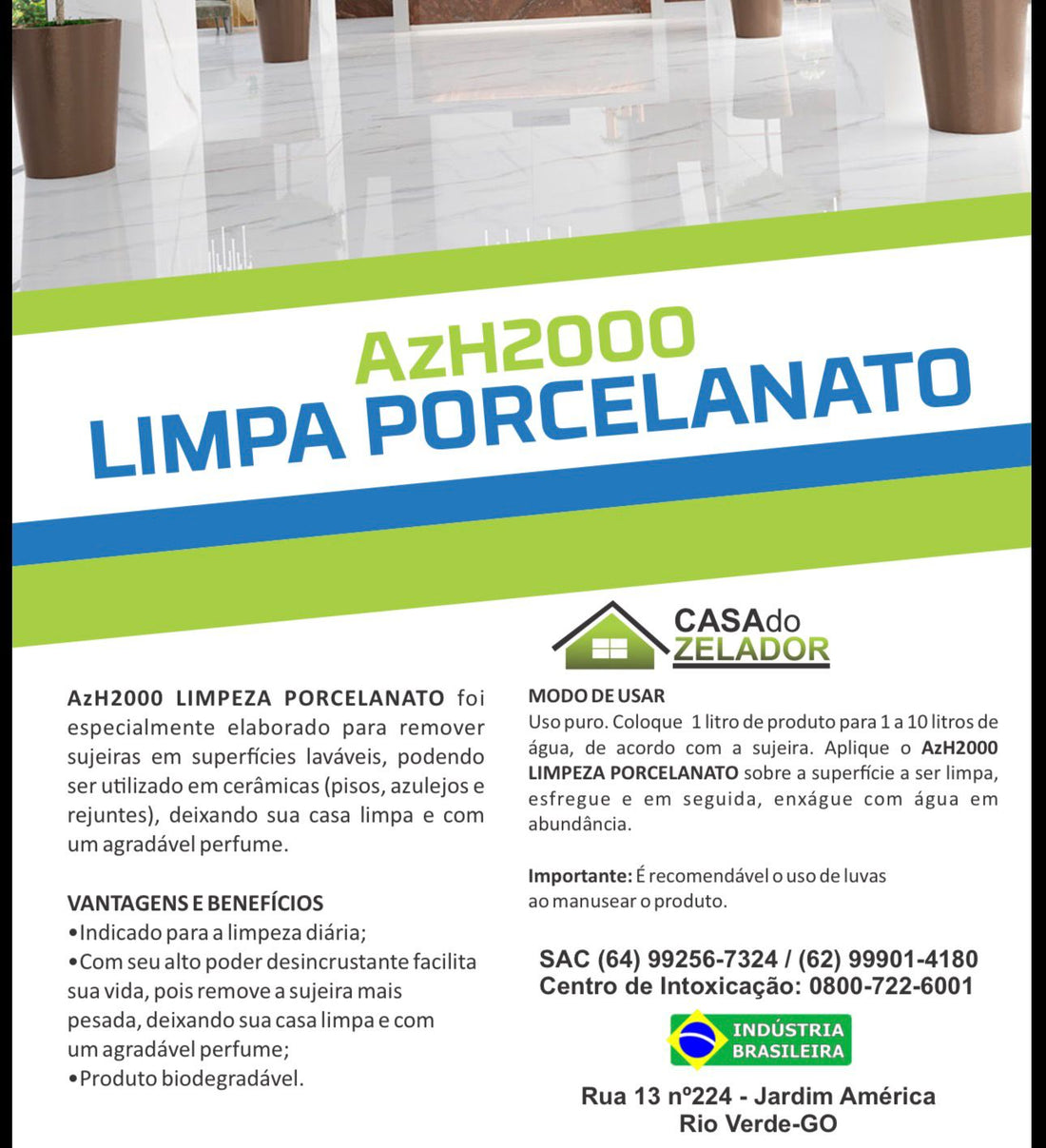 KIT 3 LIMPA PISOS 5L AzH2000 - LIMPA PORCELANATO