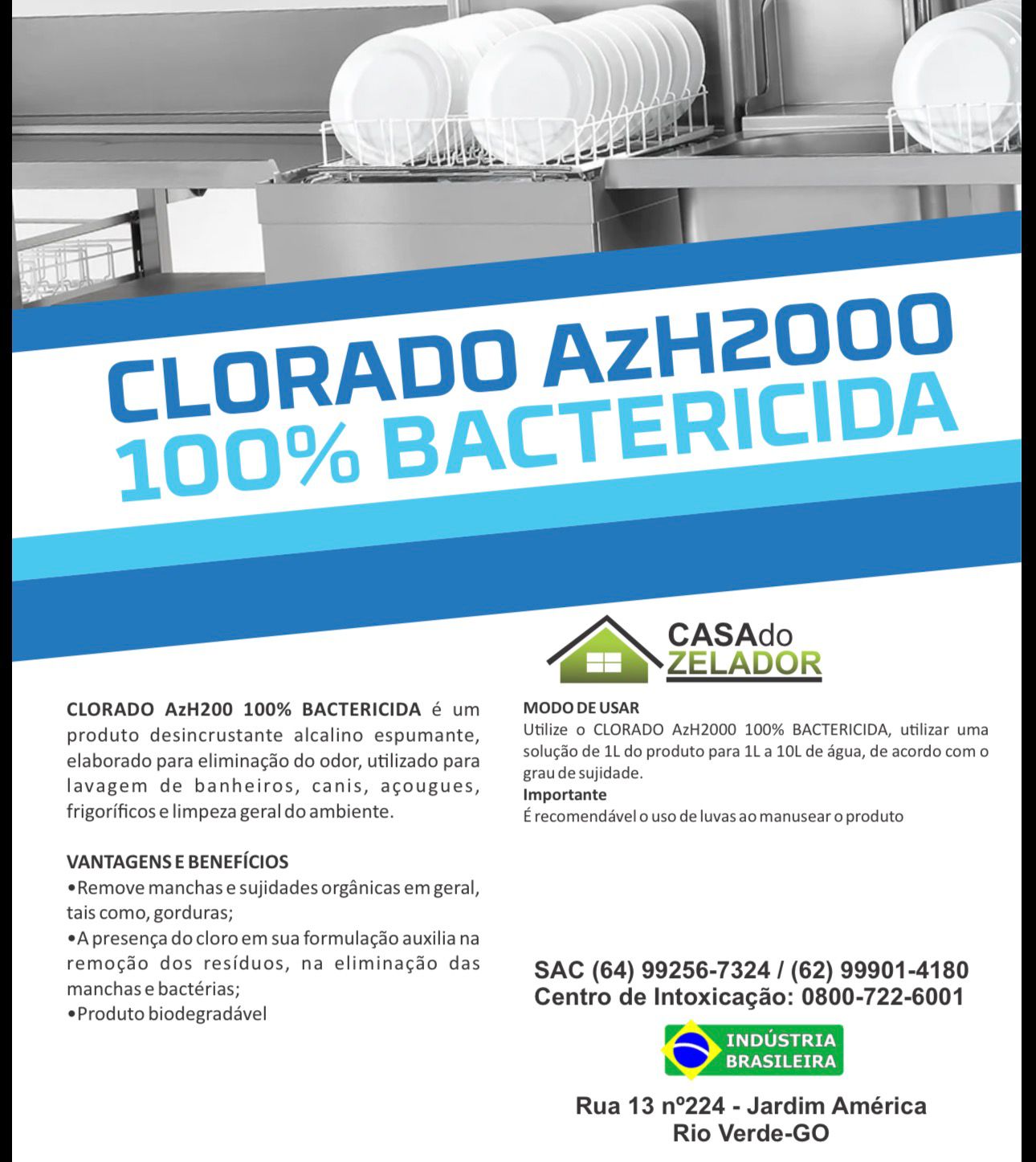 1 CLORADO AzH2000 - 100% BACTERICIDA